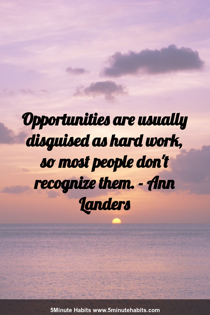 Opportunities are usually disguised as hard work, so most people don't recognize them. - Ann Landers